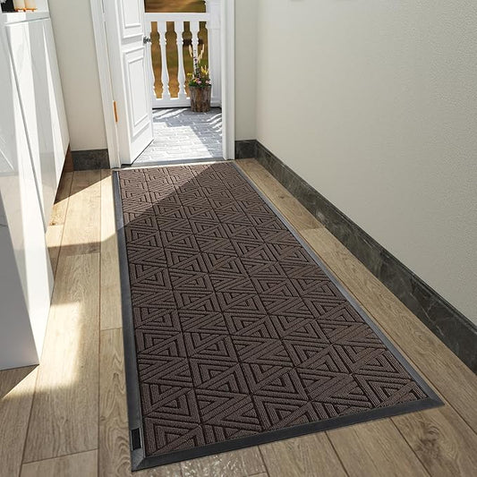 Yimobra Front Door Mat Outside Entrance 72 x 24, Waterproof and Washable Outdoor Mat, Non Slip Rubber Backing, Heavy Duty Welcome Matt for Home Entry Floor Porch Garage Office, Low Profile, Brown
