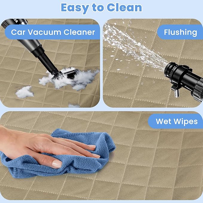 Dog Car Seat Covers, Waterproof Front Seat Cover for Dogs, Scratch-Proof, Nonslip Pet Passenger Seat Cover Protector, Universal Fit for Cars Trucks SUVs, Large Size, Khaki