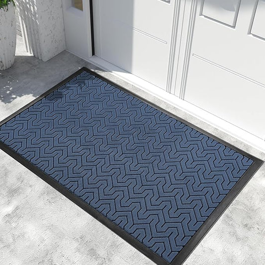 Yimobra Extra Large Door Mat Outside Entrance 60x36, Waterproof Heavy Duty Outdoor Mats for Front Door, Non Slip Rubber Entry Mat for Garage Patio Indoor, Easy Clean, Blue