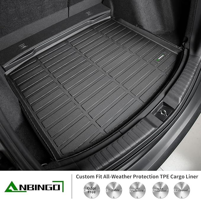 ANBINGO®Fit for Porsche Cayenne Floor Mats 2019-2025, Car Mats for Porsche Cayenne All Weather Mats Cargo Liner TPE Heavy Duty Non-Slip Automotive Fits Full Set Cayenne Accessories, Black
