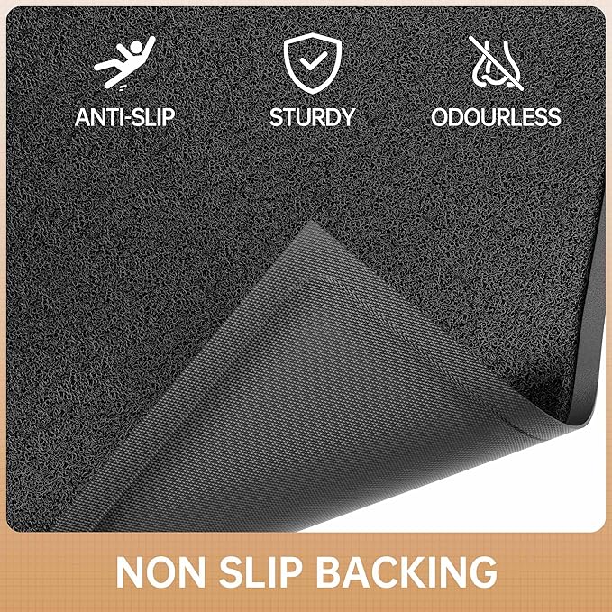 Sturdy Front Door Mat, 24" x 48" Heavy Duty Outdoor Indoor Mats to Trap Dirt and Moisture, Non-Slip Waterproof Doormat Inside Entrance, Washable Welcome Mats for Home Entryway（Black）