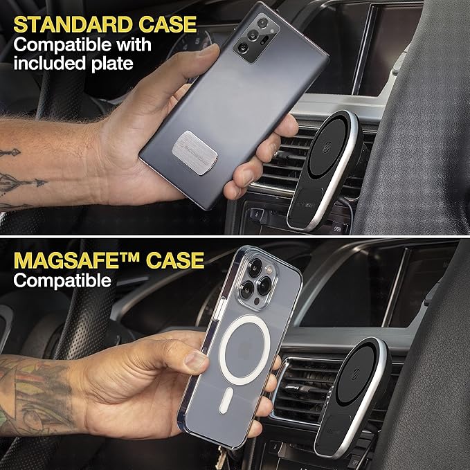 Scosche MPQ5DV-XTSP MagicMount Pro Charge5 15W Wireless Charging MagSafe Car Mount, Magnetic Phone Holder for Dashboard/Vent Compatible with iPhone 16/15/14/13/12 Pro/Pro Max/Plus, MagSafe Case & More