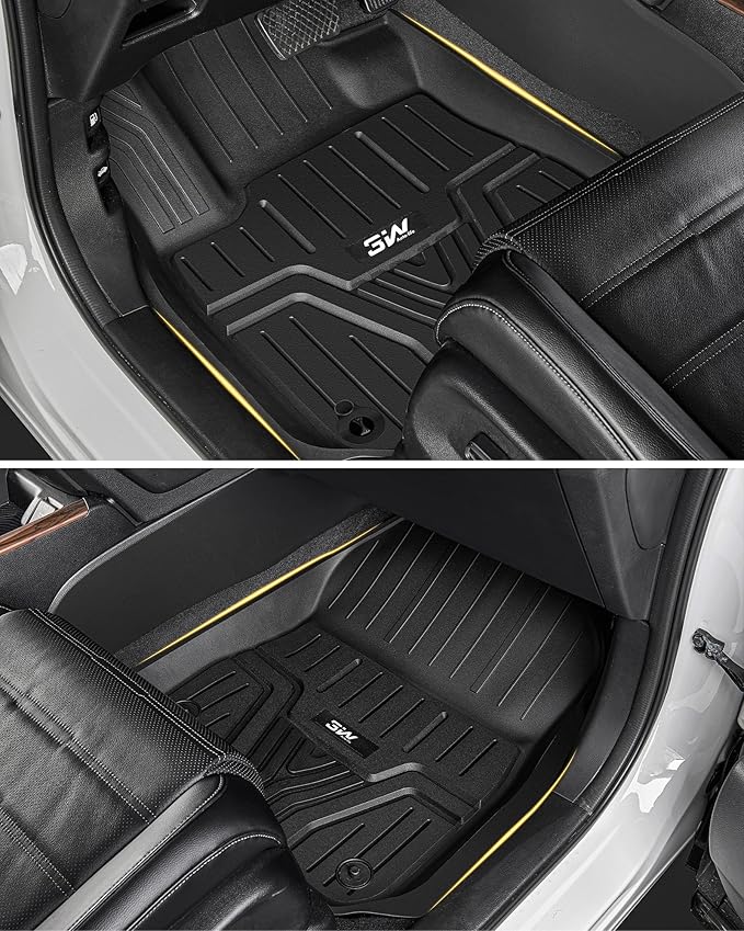3W Floor Mats & Cargo Liner Fit for Honda CR-V 2017-2022(Not Fit for Hybrid), All Weather TPE Custom Fit Floor Liner 1st, 2nd Row and Full Set Trunk Car Mats Black
