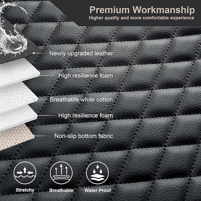 West Llama Pu Leather Car Seat Bottom Covers Protectors Include 1 Rear Bench Seat Cover Universal Fit 90% Vehicles,Black