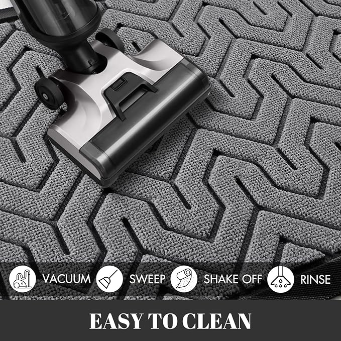 Yimobra Large Door Mat Outside Entrance 47x24, Waterproof Heavy Duty Outdoor Mats for Front Door, Non Slip Rubber Entry Mat for Garage Patio Indoor, Easy Clean, Grey