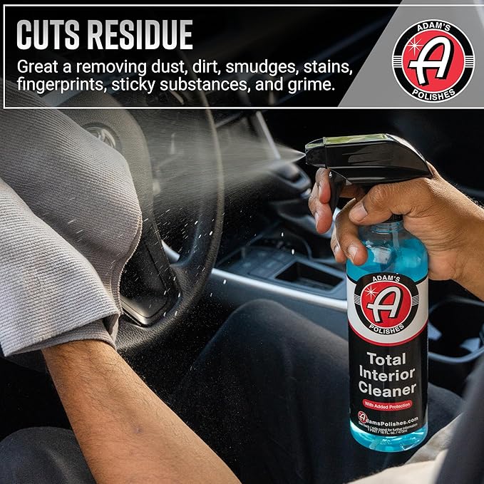 Adam's Polishes Total Interior Cleaner & Protectant, Quick Detailer & SiO2 Protection, Ceramic Infused, Anti-Static, OEM Finish, For Leather, Vinyl, Plastics, Glass & More