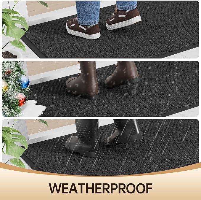 Amyracel Front Door Mat Indoor Outdoor Entrance, 48"x 96" All-Season Waterproof Doormat for Enterway, Heavy Duty Commercial Floor Mat, Fade Resistant, Rubber Back, Low Profile, Easy Clean