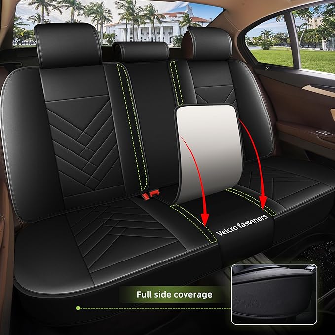 AOMSAZTO Car Seat Cover for Chevrolet Chevy Cruze 2011-2019 Full Set, Leather Car Seat Protector Waterproof, Non Slip Car Seat Cushion, Interior Seat Covers Automotive Accessories - Black