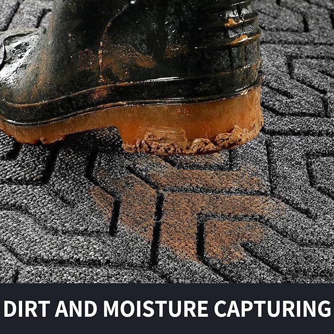 Yimobra Large Door Mat Outside Entrance 47x32, Waterproof Heavy Duty Outdoor Mats for Front Door, Non Slip Rubber Entry Mat for Garage Patio Indoor, Easy Clean, Mix Grey