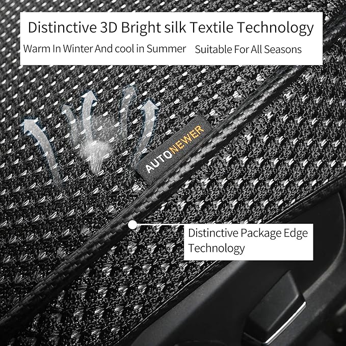 Auto Newer Luxury Breathable Car Seat Cover Fit Four Seasons, Universal Front of Car Seat Cushions, Bottom Seat Covers of Full Wrapped Edge,Universal Fit for 95% Cars,SUV,Pickup(Black，1PCS)