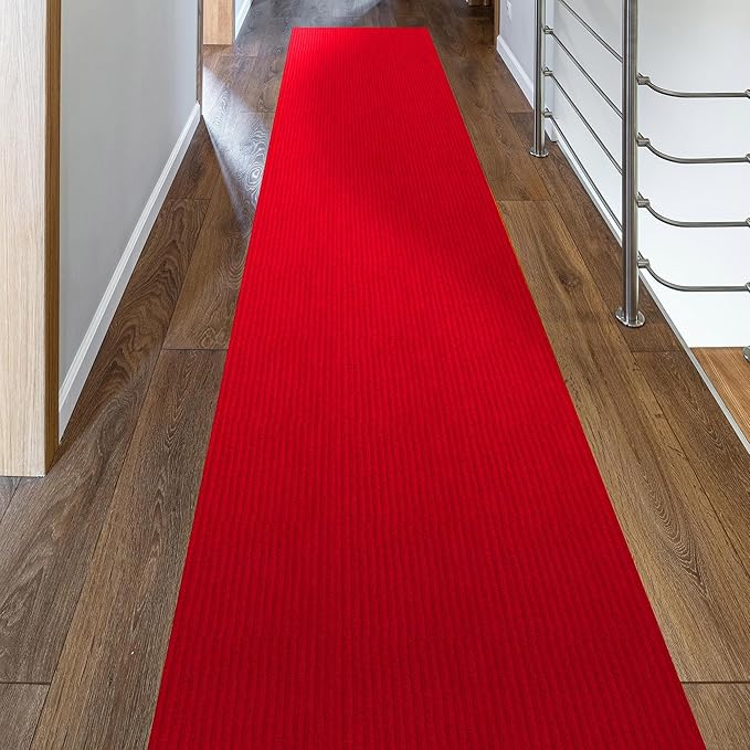 Ottomanson 6'6" x 2' Hallway Runner with Scraper Pile Extra Durable Non-Slip Rug Mat for Indoor & Outdoor Use - Ideal for Kitchen, Entryway, Patio & Garage - High-Traffic Carpet, Red