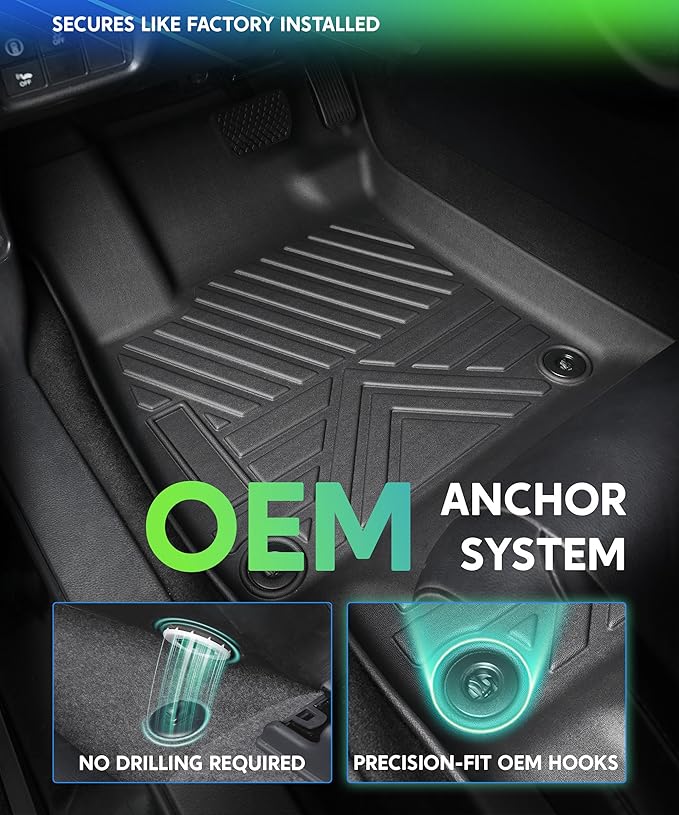 TPE All-Weather Floor Mats for Honda Accord 2018-2022 | Custom Fit Heavy Duty Truck Floor Liners | Front & Rear Row Protection | Durable, Odorless, Easy to Clean (3-Piece Set, Black)