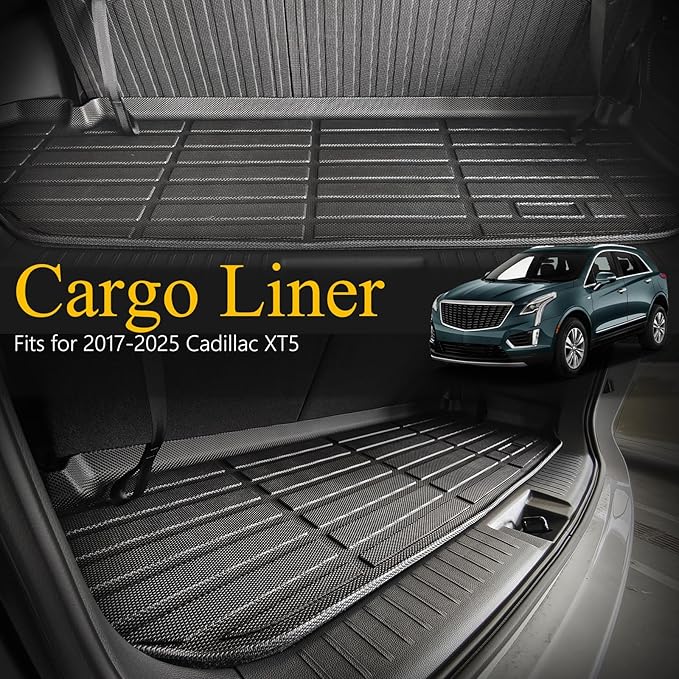 Wailtnb-All Weather Cargo Liner for Cadillac XT5 2017-2025 Custom Fit Car Trunk Mat Waterproof Easy to Clean Cargo Mat Accessories Black