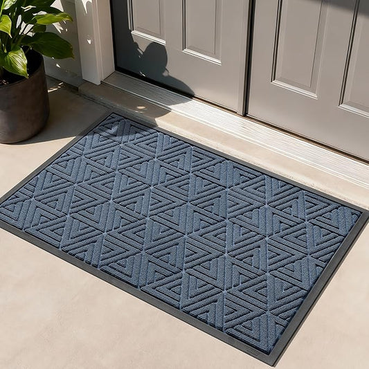 Yimobra Large Door Mat 47x32, All-Weather Waterproof Non-Slip Welcome Matt Outdoor, Heavy Duty Non Slip Doormat for Entryway for Patio and Garage Indoor, Easy Clean, Blue
