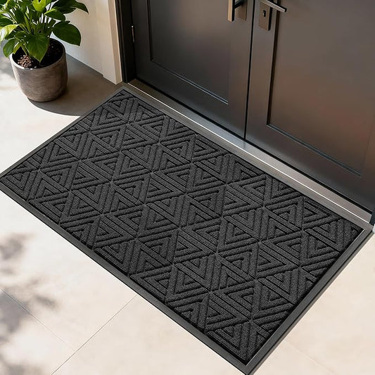 Yimobra Extra Large Door Mat 60x36, All-Weather Waterproof Non-Slip Welcome Matt Outdoor, Heavy Duty Non Slip Doormat for Entryway for Patio and Garage Indoor, Easy Clean, Black