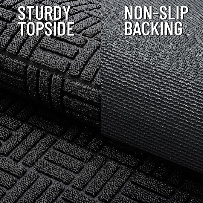 OLANLY Front Door Mat Outside Entrance 59x23, Absorbent, Heavy Duty Sturdy Natural Rubber Doormat Indoor Outdoor, Stain and Fade Resistant, Non-Slip Backing Low Profile Floor Mat for Entryway, Black