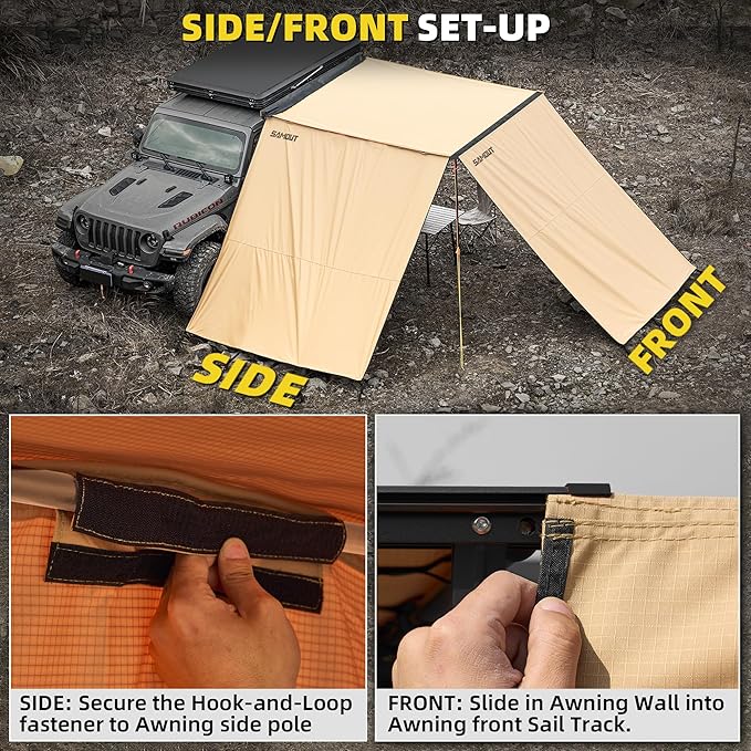 Awning Wall 6.6FT x 8.5FT Multi-Side Universal Awning Extension Waterproof Ripstop UV-Resistant for Windbreak & Sun Shade