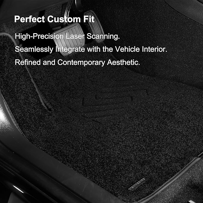 WENNEBIRD Superior Carpet Front Row Floor Mats for 2025-2026 Tesla Model Y (Juniper), 0.6-Inch Ultra-Thick, Noise-Reducing, All-Weather Waterproof Anti-Slip – 2-Pc Set