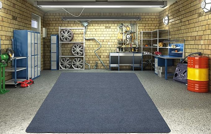 Ottomanson 5' x 6'6" Mud Mat Area Rug Scraper Carpet - Non-Slip, Dirt Trapping for Indoor & Outdoor Use - Ideal for Entryway, Garage, Kitchen, Patio & High-Traffic Areas, Gray