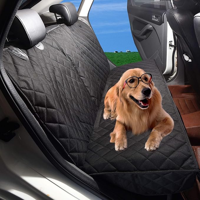 Dog Seat Cover, 100% Waterproof Bench Seat Cover Protector Scratch Proof Nonslip Durable Soft Pet Back Seat Covers for Cars Trucks & SUVs