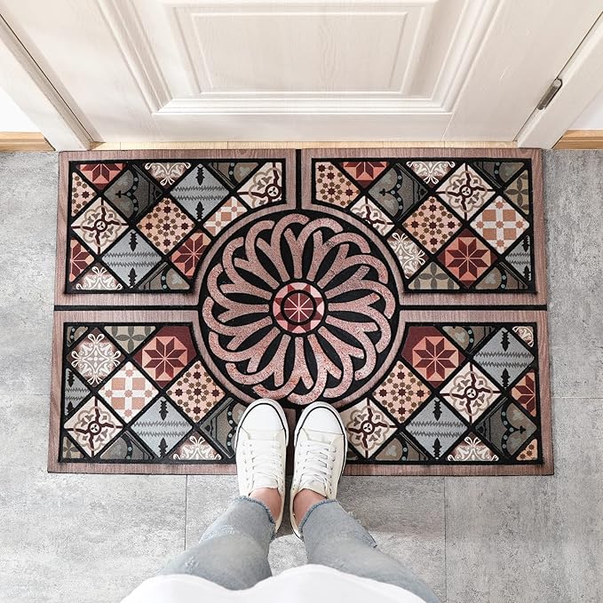 Durable Heavy Duty Front Door Mat - 24"x36" Large Outdoor Welcome Mat Non-Slip Rubber Entrance Door Mat Apply to Home High Traffic Area,Porch, Patio, Farmhouse，Entryway Floor Mats