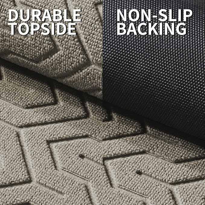 Yimobra Large Door Mat Outside Entrance 47x32, Waterproof Heavy Duty Outdoor Mats for Front Door, Non Slip Rubber Entry Mat for Garage Patio Indoor, Easy Clean, Beige