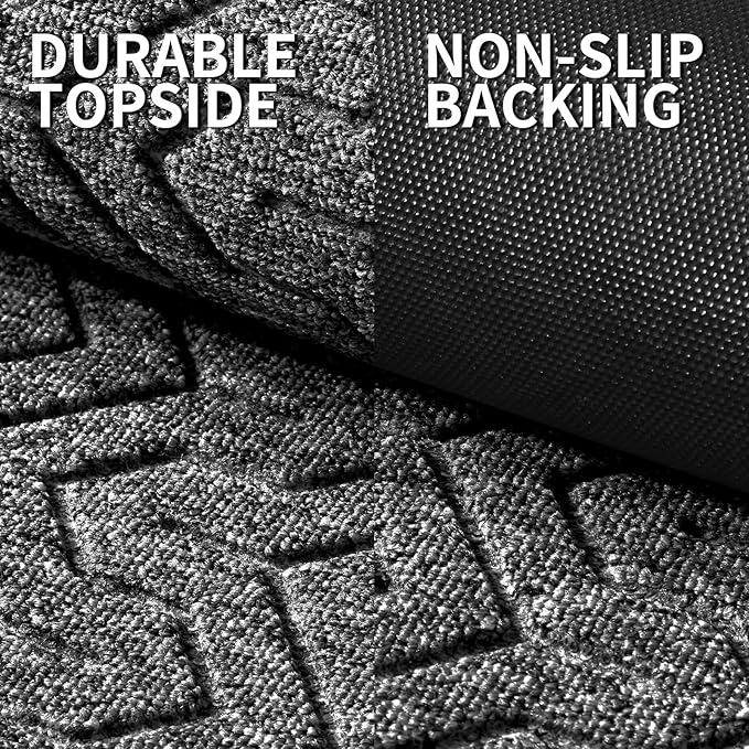Yimobra Front Door Mat Outside Entrance 29.5x17, Waterproof Heavy Duty Outdoor Mats for Front Door, Non Slip Rubber Entry Mat for Garage Patio Indoor, Mix Grey