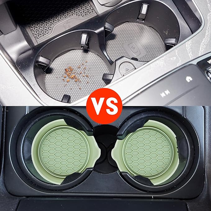 Amooca Car Cup Coaster Universal Automotive Waterproof Non-Slip Cup Holders Sift-Proof Spill Holder Car Interior Accessories 4 Pack Tea Green