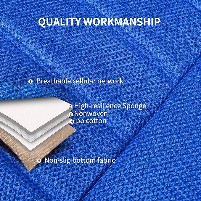 Leather 3D Foam Back Support Car Seat Covers Full Set Air Mesh Automotive Seat Covers, All Season Car Seat Cover Fit Automotive,SUV,Sedan,Van, Airbag Compatible Elegance (Black Blue)