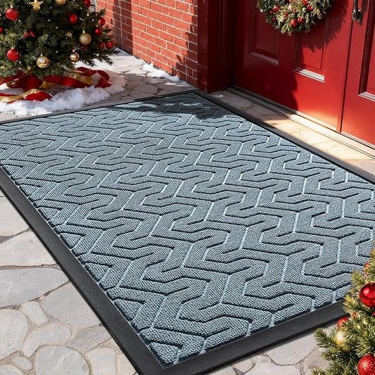 Yimobra Large Door Mat Outside Entrance 36x24, Waterproof Heavy Duty Outdoor Mats for Front Door, Non Slip Rubber Entry Mat for Garage Patio Indoor, Easy Clean, Mix Blue